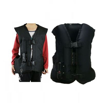Child Inflatable Airbag Vest Equestrian Sports Anti-Fall Vest for Children Outdoor Horse Riding Exercise (S-L, No CO2 Ink Cartridge) (Color : Black, Size : L)