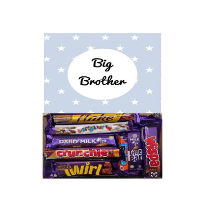Big Brother Sweet Box Birthday Chocolate Gift Box Hamper - 8 Full Size Bars Chocolates Birthday Christmas New Baby Present