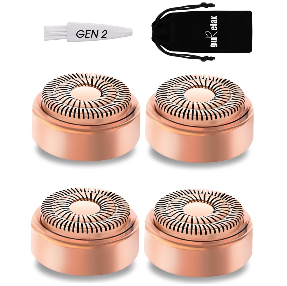 Replacement Heads for Flawless Hair Remover, Gen 2 Replacement Blades for Finishing Touch Facial Hair Removal for Women, Painless Razor Head for Face with Gurelax Flannel Bag (4pcs)