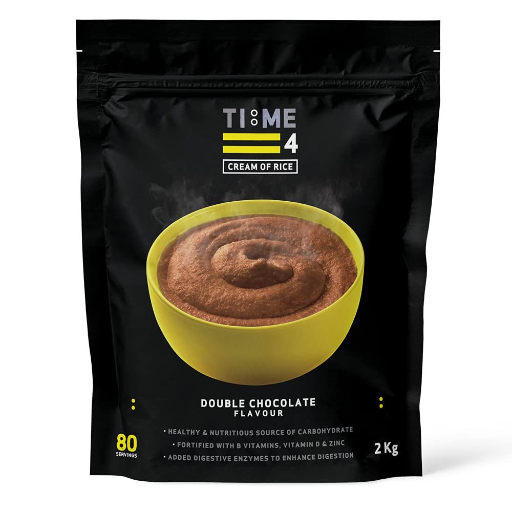 Time 4 Cream of Rice 2kg 80 Servings - Gluten Free Carbohydrate Source + Vitamins, Minerals & Digestive Enzymes - Vegan Friendly Rice Cream  Porridge Alternative (Double Chocolate)