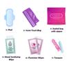 3 x Menstrual All-in-One Kits - Assorted Colors | Convenience on The Go | Single Period Kit Packs | Individually Wrapped Feminine Hygiene Products (Red Purse/Pink/Purple) view 2