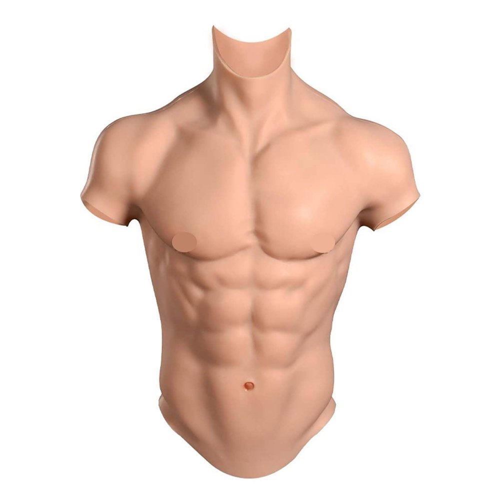 SUAISKR Realistic Silicone Muscle Chest for Cosplay Realistic Male Chest Vest Muscle Simulation Skin Bronze L