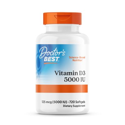Doctor's Best, Vitamin D3, 5,000 IU, High Dose, Depot Weekly Dose, 720 Softgels, SOYA Free, Gluten Free, Non-GMO