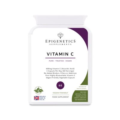 Vitamin C 600mg | Pure Ascorbic Acid for Immune System Support | 60 Vegan Friendly Capsules UK Made | 2 Month Supply | 1 Capsule Daily (High Strength)