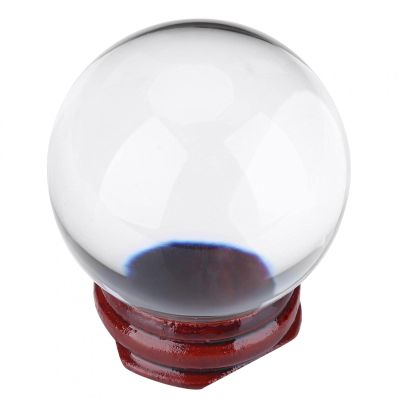 Clear Divination Crystal Ball 50mm, Crystal Ball with Wooden Stand for Decorative Ball, Lensball Photography, Feng Shui, and Fortune Telling Ball