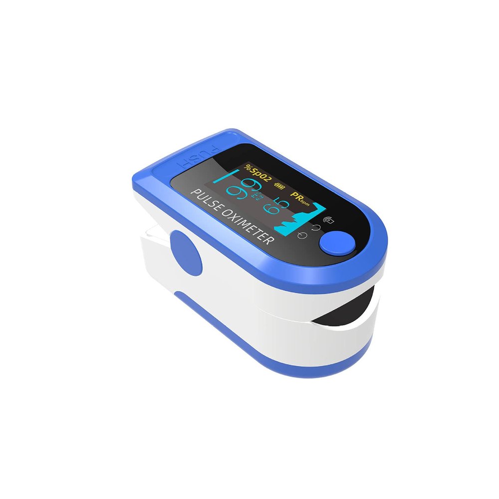 Finger Tip Pulse Oximeter, Measures Oxygen Saturation, Pulse Rate, Perfusion Index And Pulse Bar  Dual Colour Easy To Read OLED Display