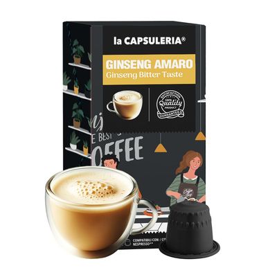 BITTER GINSENG (80 Capsules) compatible with Nespresso, 8 Boxes x 10 Pods (80 Servings Total), La Capsuleria