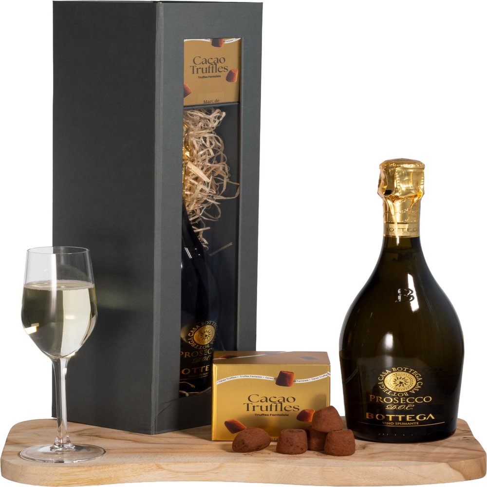 InterHamper | Prosecco and Chocolate Hamper with Truffle Treat presented in a Gift Box