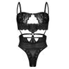 QQQQC Women's Nightdresses & Nightshirts Transparent Lace Women Sexy Lingerie Nightgown Set-Black_M view 3