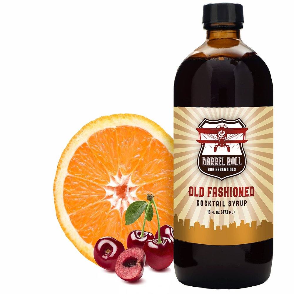 Barrel Roll Bar Essentials Cocktail Mixers - Old Fashioned Cocktail Kit - All-Natural Old Fashioned Drink Mix - USA Handcrafted Cocktail Syrups - Small Batch Cocktail Bitters w/ Cane Sugar - 16 Ounce