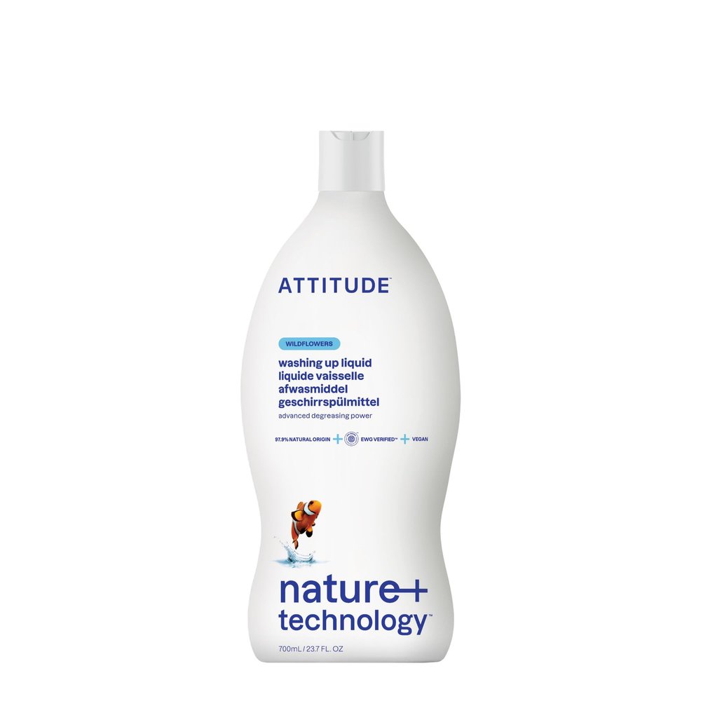 ATTITUDE Washing Up Liquid, EWG Verified, Plant-Based & Vegan Dish Soap, Naturally Derived, Wildflowers Scent, 700 mL