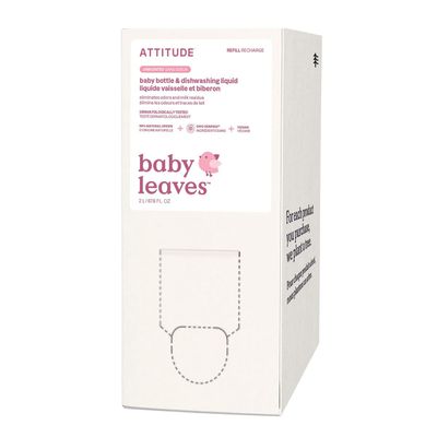 ATTITUDE Baby Washing up Liquid, EWG Verified, No Added Dyes or Fragrances, Tough on Milk Residue and Grease, Vegan, Unscented, Bulk Refill, 2 Litres