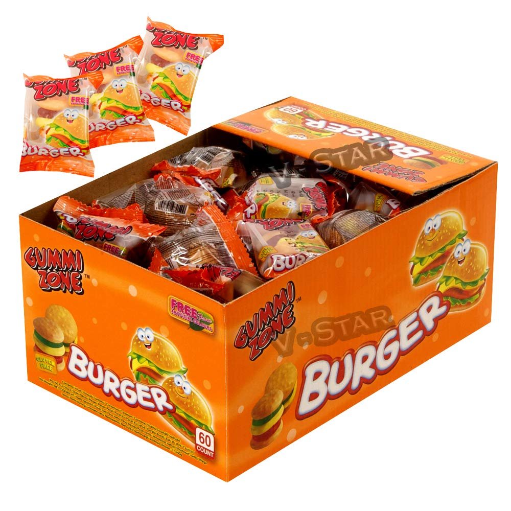 Full Box of Gummy Mini Sweets Novelty Candy GUMMI ZONE (Burgers)