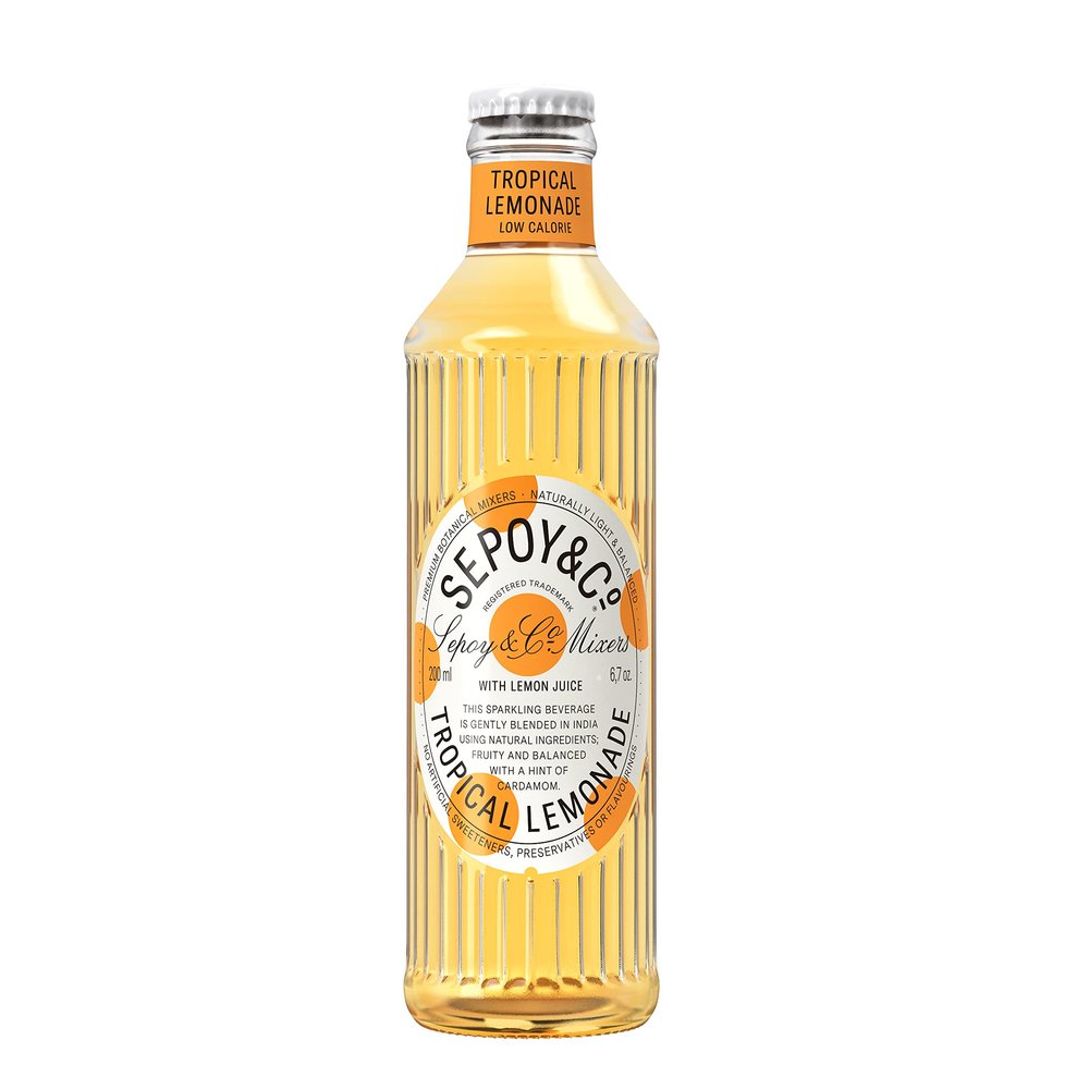SEPOY & CO. Refreshing Tropical Lemonade - 12 x 200ml | Low Calorie, Less Sugar | Pure Himalayan Water, 100% Natural Ingredients & Italian Juice Concentrate