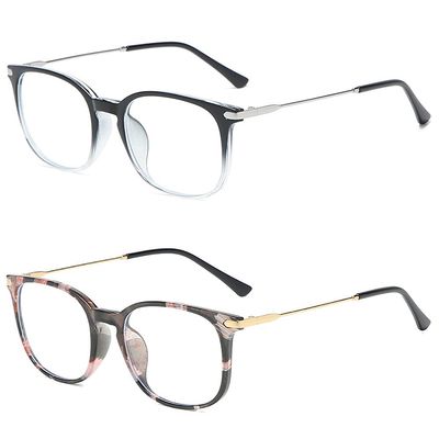 SIKAITE 2 Pairs Lightweight Comfortable Rectangle Reading Glasses Readers for Men Women Spring hinge (Grey and Decor, 1.0)