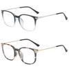 SIKAITE 2 Pairs Lightweight Comfortable Rectangle Reading Glasses Readers for Men Women Spring hinge (Grey and Decor, 1.0) view 1