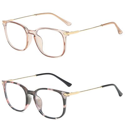 SIKAITE 2 Pairs Lightweight Comfortable Rectangle Reading Glasses Readers for Men Women Spring hinge (Brown and Decor, 2.0)