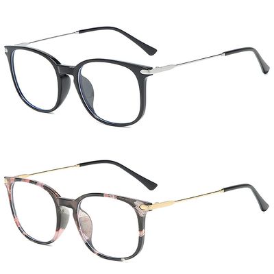 SIKAITE 2 Pairs Lightweight Comfortable Rectangle Reading Glasses Readers for Men Women Spring hinge (Black and Decor, 2.0)