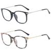 SIKAITE 2 Pairs Lightweight Comfortable Rectangle Reading Glasses Readers for Men Women Spring hinge (Black and Decor, 2.0) view 1