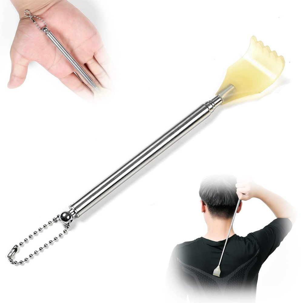 1 Pcs Extendable Back Hand, Back Scraper, Scratching Hand, Tickling Tools, Scratching Tool, Stainless Steel Back Scratcher, Extendable Back Scratcher for Head, Back, Legs and Other Tickling Massage
