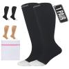 360 Relief 1 Pair Compression Socks for Women & Men - Open Toe Graduated Compression Stockings, Flight Socks, Running, Nurses, Maternity, Pregnancy, S/M, Black + Laundry Bag view 1