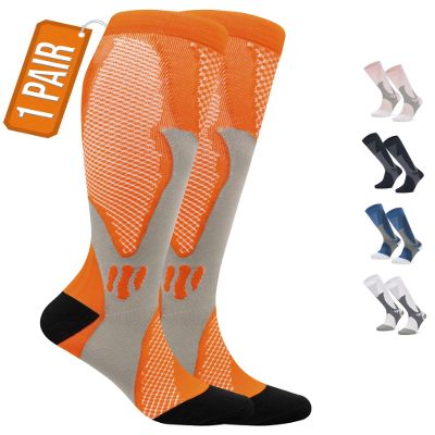 360 RELIEF 1 Pair Compression Socks for Women & Men - Graduated Support - Ideal for Running, Travel, Pregnancy, 15-20 mmHg, S/M, Blue