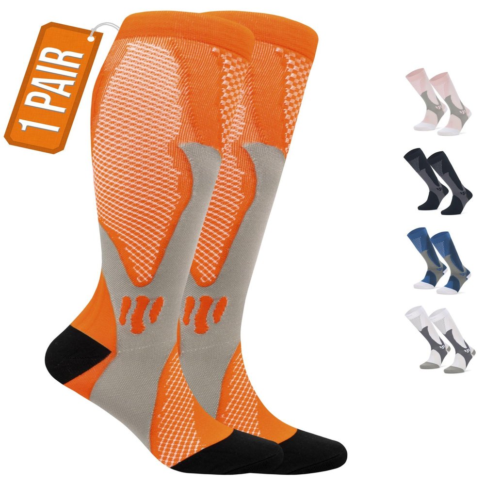360 RELIEF 1 Pair Compression Socks for Women & Men - Graduated Support - Ideal for Running, Travel, Pregnancy, 15-20 mmHg, S/M, Blue