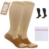 360 RELIEF 1 Pair Copper Compression Socks Women & Men 15-20 mmHg Varicose Veins, Travel, Running, Pregnancy Socks, L/XL, Beige + Laundry Bag view 1
