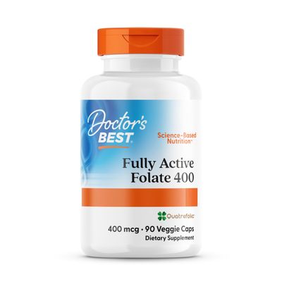 Doctor's Best, Fully Active Folate (Folic Acid), with Quatrefolic, 400 mcg, 90 Vegan Capsules, Vitamin C, Laboratory Tested, High Dosage, Gluten Free, Soy Free, GMO Free