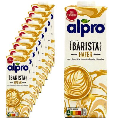 10 x Barista Oat Milk 1 litre Compatible with Alpro Plant Based Drink for frothing Coffee, Shakes and Smoothies | (10 Pack)