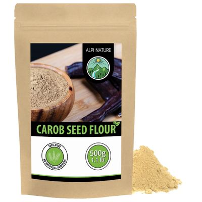 Alpi Nature Carob Powder 500g 1.1 lb, Carob Kernel Flour, Seed Powder as Substitute for Starch