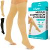 Vive Thigh High Compression Socks Women 15-20 mmHg - Stockings for Women Men - Varicose Veins Treatment for Legs - Medical Open Toe Leg Sleeve for Circulation- DVT Prevention view 1