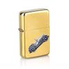 Classic British Car TD ref137 Pewter effect design on a flip top petrol lighter windproof GOLD refillable view 1