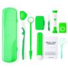 Annhua Braces Cleaning Kit 8 Pack, Orthodontic Travel Dental Care Set with Interdental Brushes, Brace Wax, Floss Threader, Oral Mirror & Timer - Portable for Teeth Aligners, Retainers - Green view 1