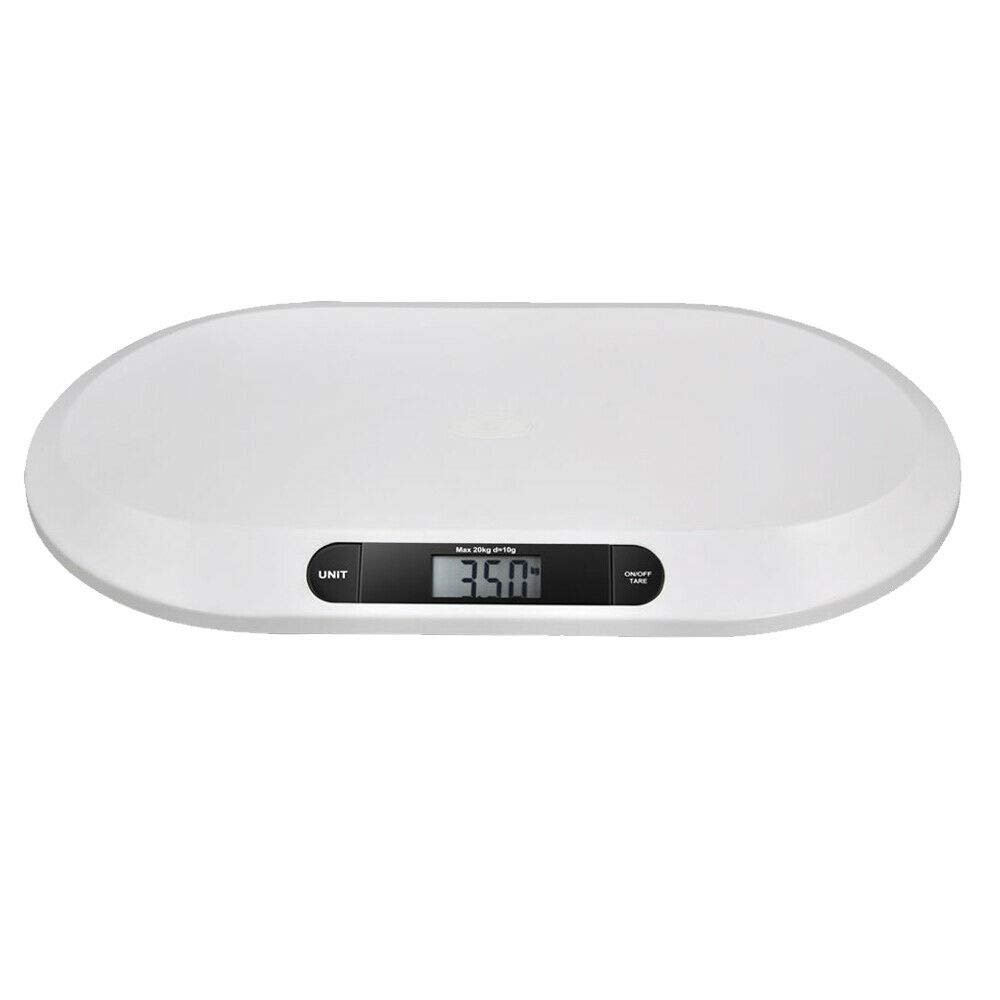 20Kg Digital Child Scales with Lcd Display Baby Scales 55x32x2.7cm Digital Scales with A Tare Function for Weighing Newborns, Babies Used (White)