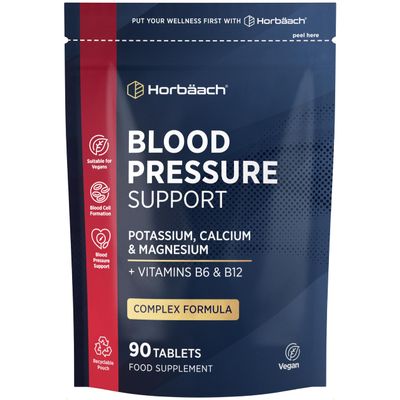 Blood Pressure Tablets | Magnesium Supplement with Potassium & Calcium | Blood Pressure Support | 90 Count | Vegan | by Horbaach