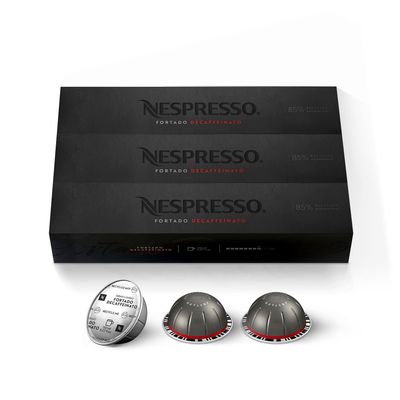 Nespresso Capsules Vertuo, Fortado Decaffeinato, Gran Lungo, 30-Count Coffee Pods, Brews 5.0 oz