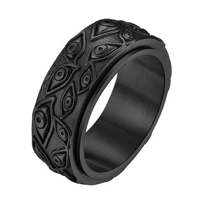 nylry Titanium Stainless Steel Spinner Ring Eye of God Ring Vintage Engraved Eye of Providence Stress Relieving Anxiety Rings All Seeing Eye of Horus Ring Fidget Ring for Men Women Size 7-12, Metal, charm