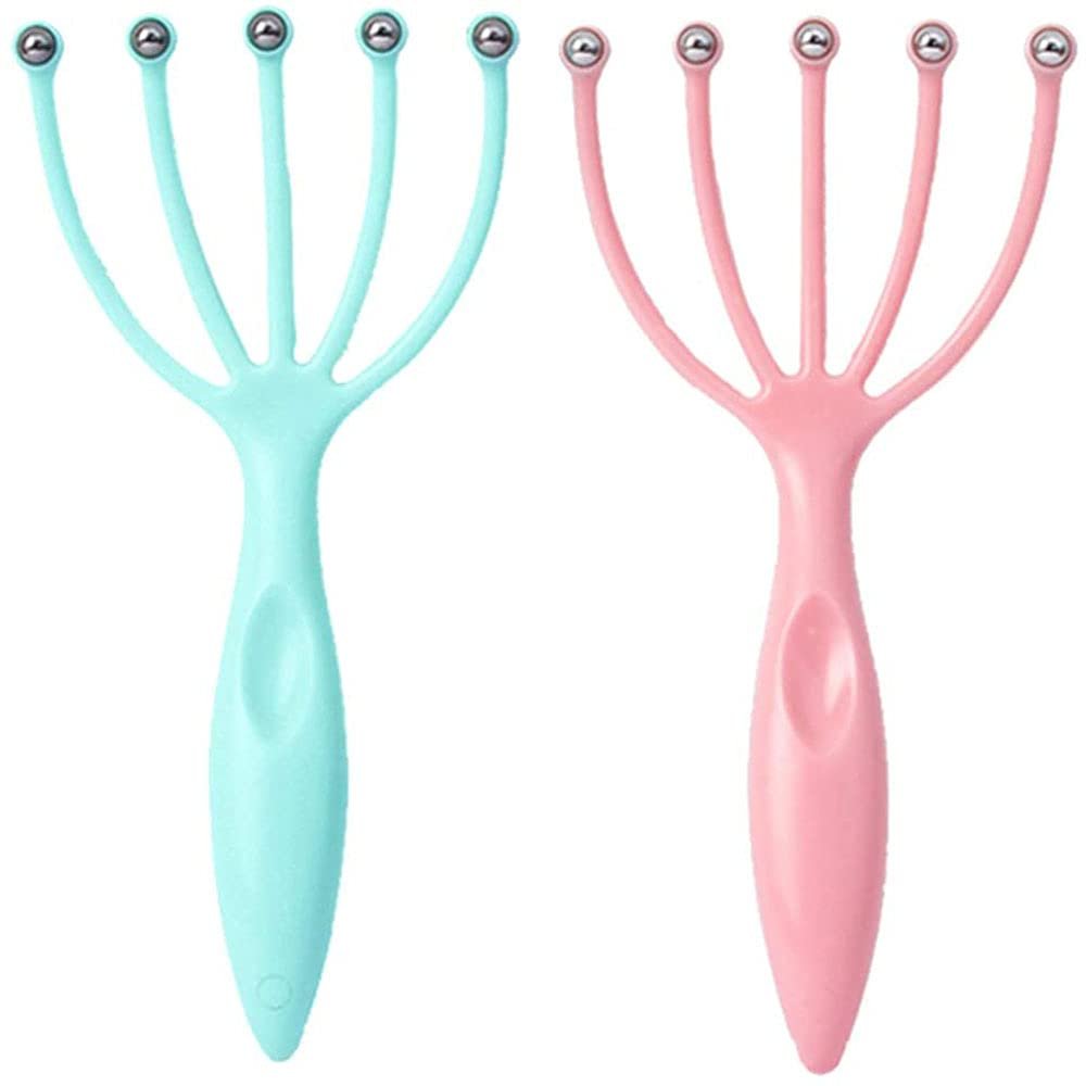 2PCS Scalp Massager,Handheld Claw Head Massager for Deep Relaxation & Stress Reduction in The Office Home SPA(Blue+Pink)