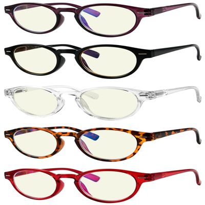 Eyekepper 5 Pack Retro Key Hole Oval Round Spring-Hinges Computer Reading Glasses +3.00