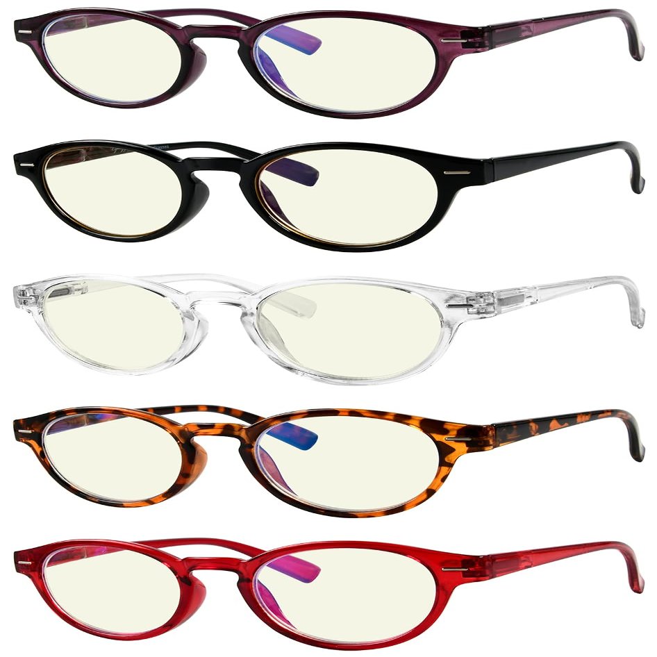 Eyekepper 5 Pack Retro Key Hole Oval Round Spring-Hinges Computer Reading Glasses +3.00