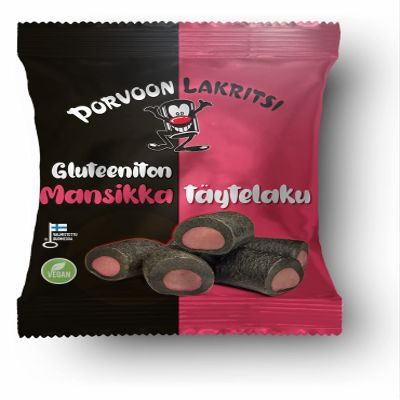 10 x 150g Porvoon Lakritsi Glutenfree vegan licorice with strawberry flavored filling