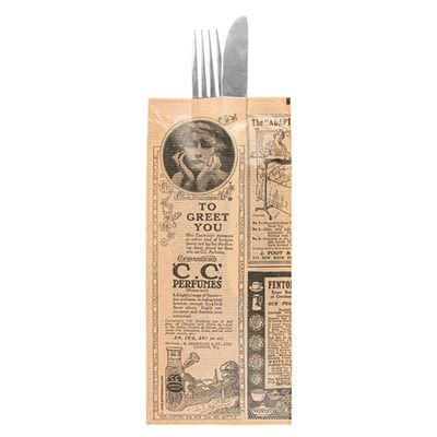 300 Units - Black Napkins Enf. 'D.Point' 40 x 32 cm 'Just In Time Closed' 40 + 10Pe G/M2 11 x 25 cm Natural 'Times' Kraft Laid