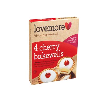Lovemore Gluten Free Cherry Bakewells, 190g. Pack of 4