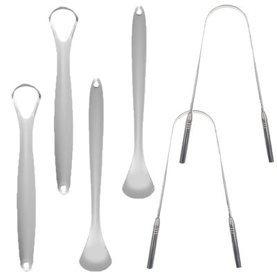 6 pcs Tongue Scraper, BOSOIRSOU Stainless Steel Tongue Cleaners Portable Tongue Brushes Breath Fresher Tool for Adults Kids Oral Care