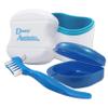 Dental Bath, Retainer Case and Brush ~ Storage Case and Container for Soaking and Cleaning Ortho Retainers (Blue Bath, Blue Case, Blue Brush) view 1