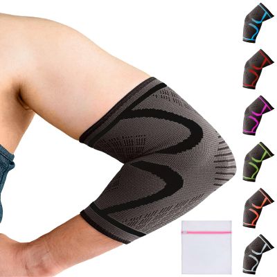 360 RELIEF Elbow Support for Men, Women, Kids, 1 Pack Compression Elbow Sleeve for Tennis, Golfers, Sports, Fitness, Gym, Weightlifting, Small, Black + Laundry Bag