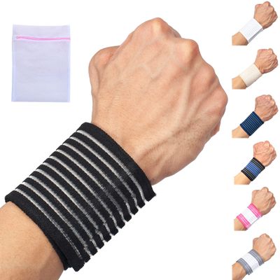 360 RELIEF Wrist Support Wrap Compression Brace | Fitness, Gym, Crossfit, Weightlifting, Powerlifting | Black with Mesh Laundry Bag