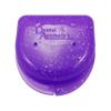 Dental Bath, Retainer Case and Brush ~ Storage Case and Container for Soaking and Cleaning Ortho Retainers (Blue Bath, Glitter Purple Case, Blue Brush) view 3