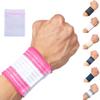 360 RELIEF Wrist Support Wrap Compression Brace | Fitness, Gym, Crossfit, Weightlifting, Powerlifting | White/Pink with Mesh Laundry Bag view 1